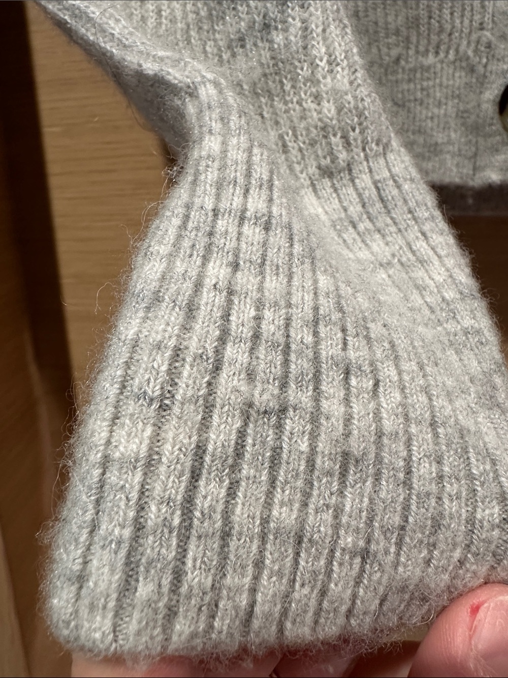 Quince Light Gray Ribbed V-Neck Button-Up Cardigan - Picture 2 of 8